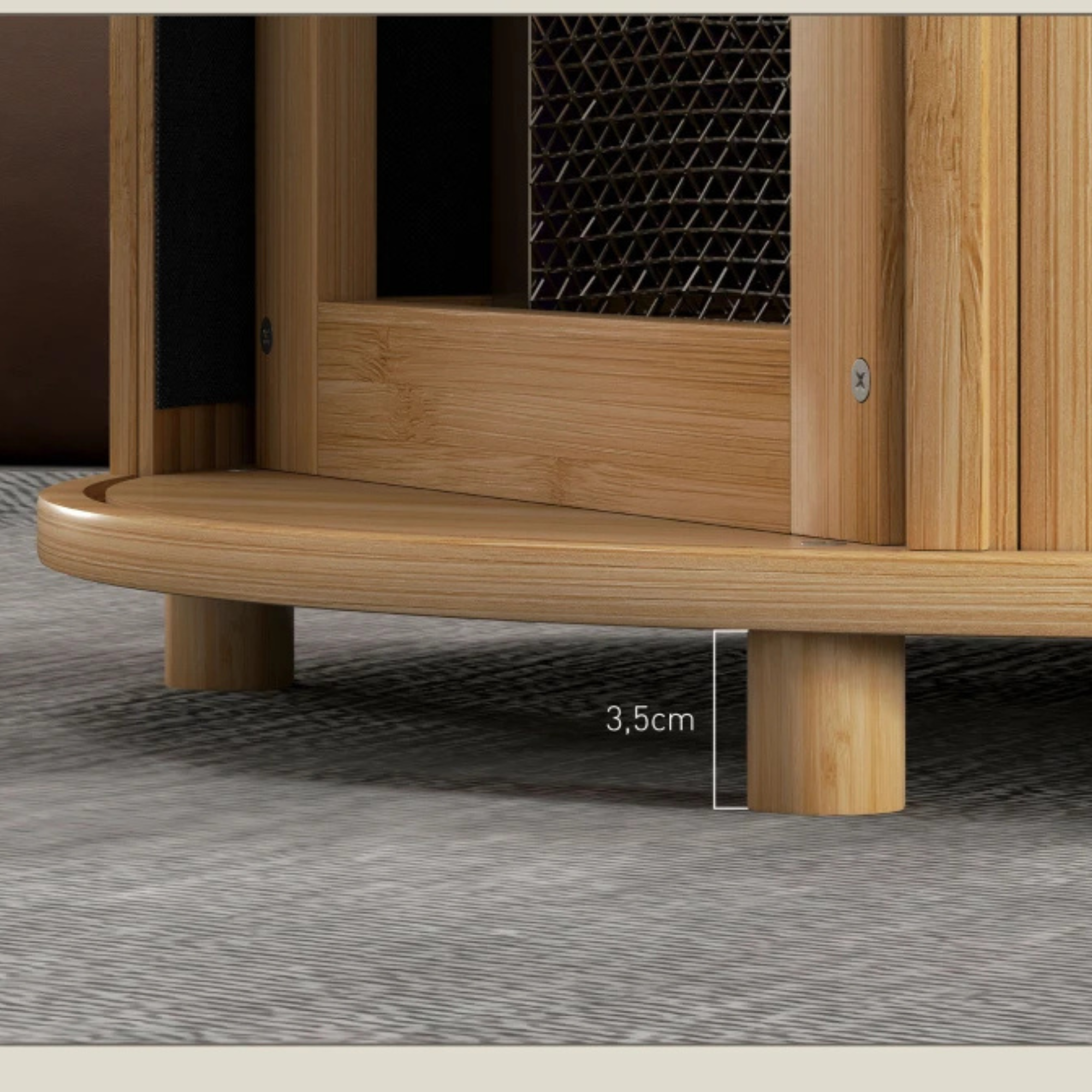 Ronde bijzettafel van bamboe met discrete opbergkast Ø 60 cm met stevige poten en natuurlijke afwerking