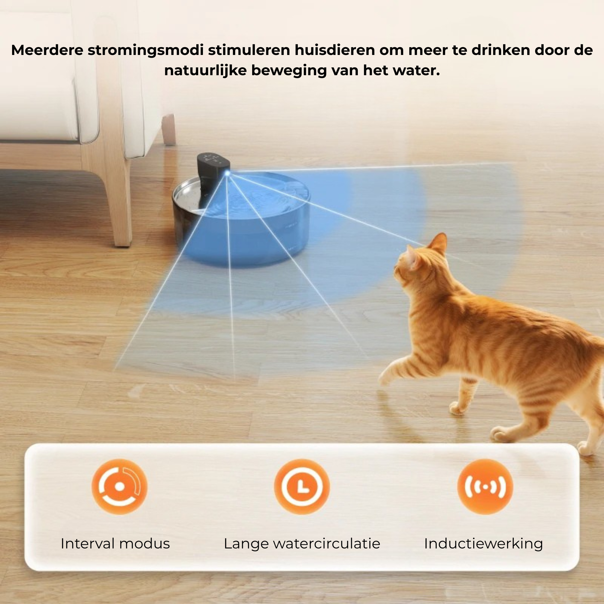 Honden- en kattenfontein 7 liter met stille pomp en led voor kat en hond