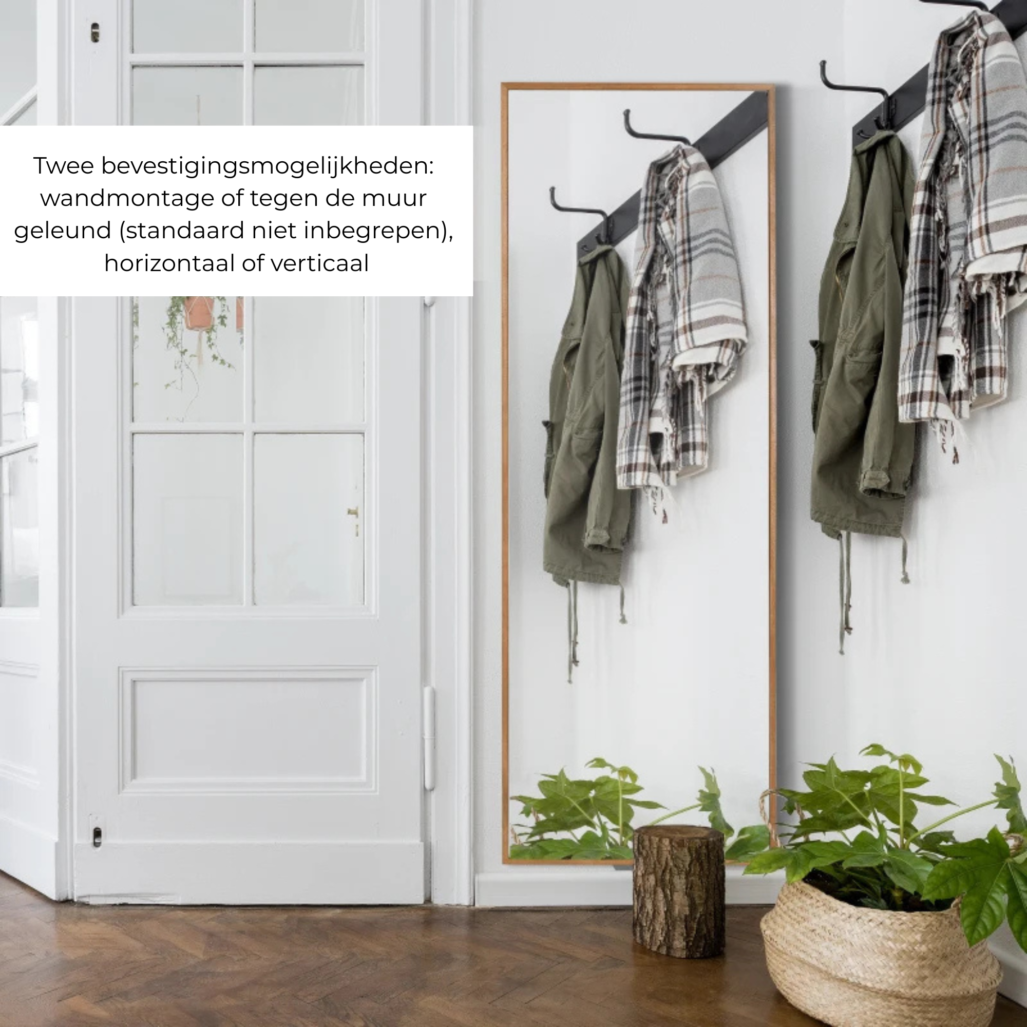 Moderne staande passpiegel in chroom 45x125 cm voor elke ruimte met strak design en veelzijdige bevestigingsmogelijkheden wall mount or leunend