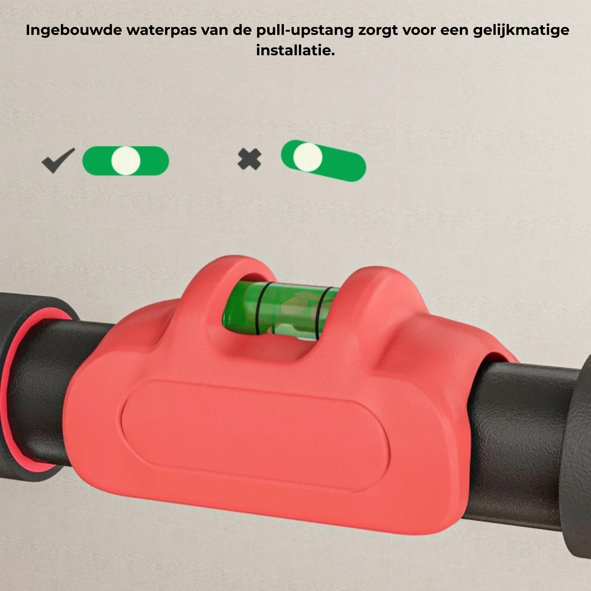 Heavy duty optrekstang multifunctioneel voor deurpost 80-110cm met ingebouwde waterpas voor juiste installatie