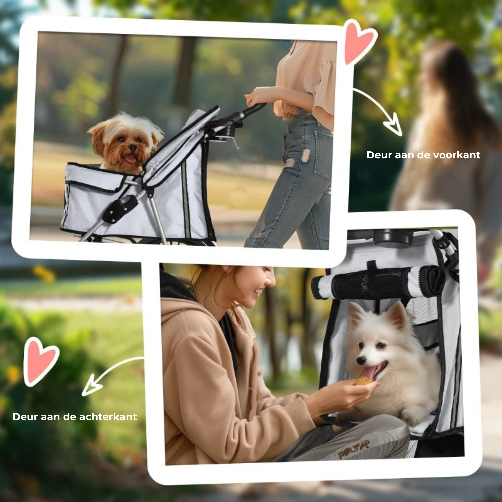 Hondenbuggy opvouwbaar grijs 75x45 cm – veilig hondenvervoer met toegang via voor- en achterkant voor comfortabel transport