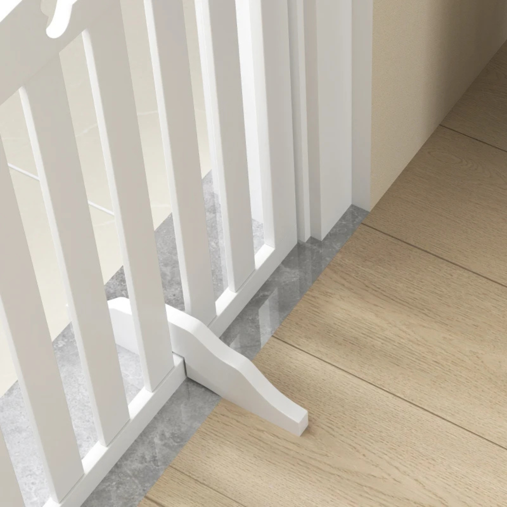 Wit hondenhek en deurhekje voor veilige en flexibele afscheiding 207x30x61 cm met stevig ontwerp en eenvoudige installatie