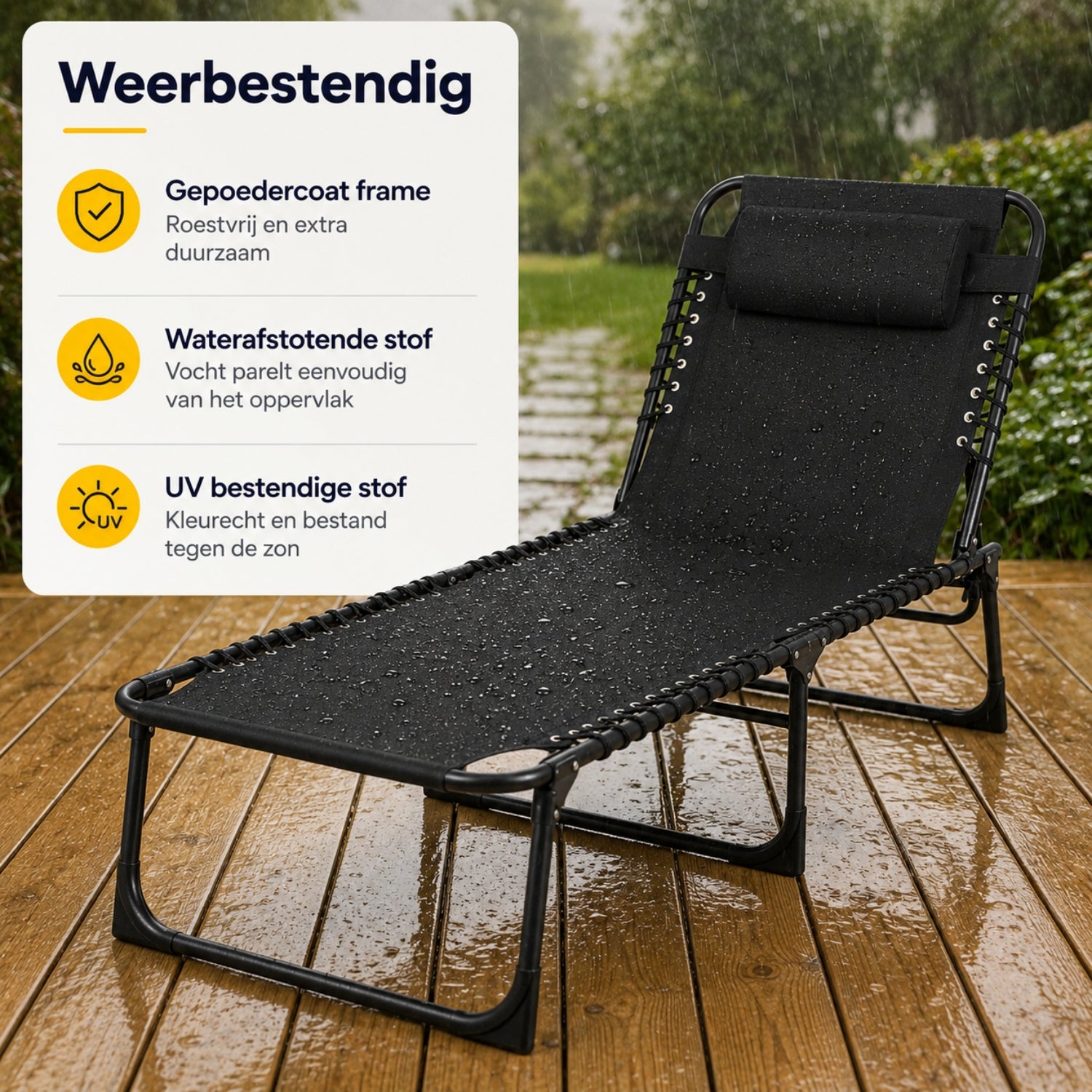 Opvouwbaar ligbed 58x189x33 cm met kussen, textileen en 120 kg draagkracht