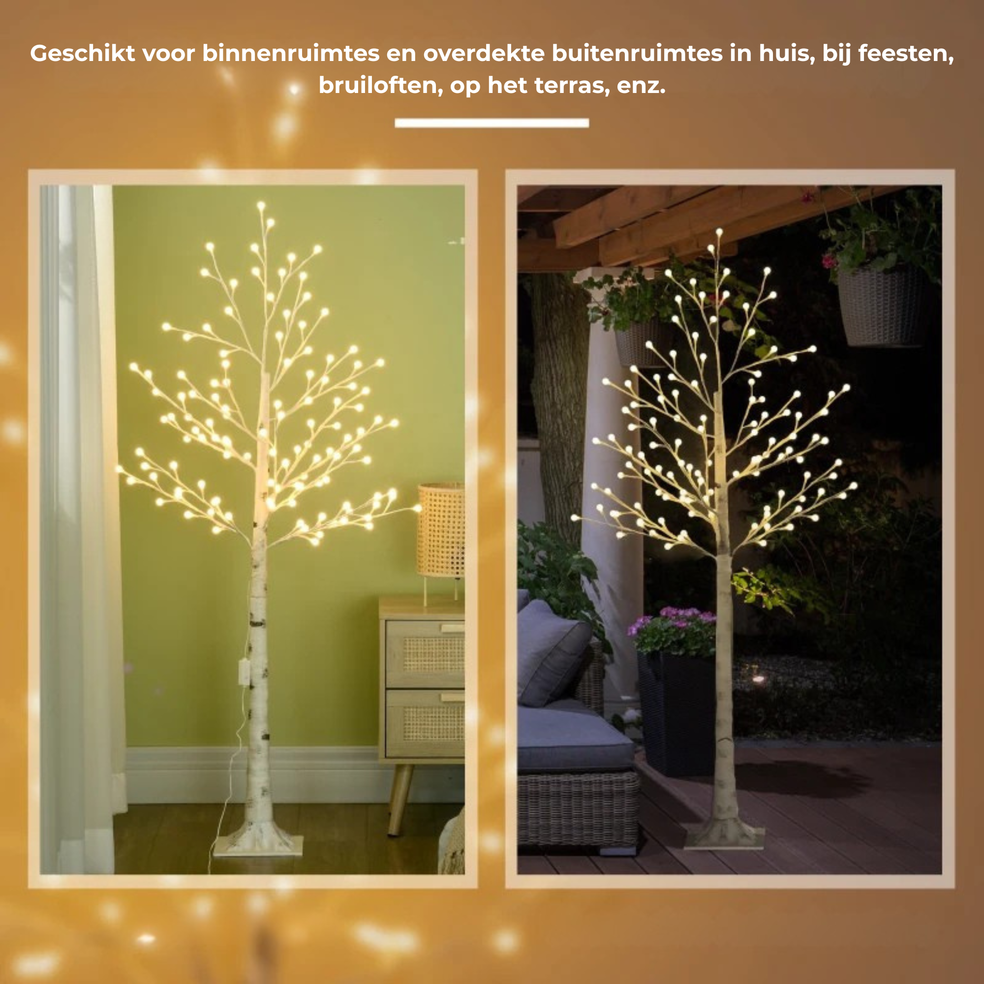 Lichtboom met 120 warmwitte LED’s op 150 cm hoogte voor een sfeervolle kerst – stijlvol en warm binnen en buiten inzetbaar