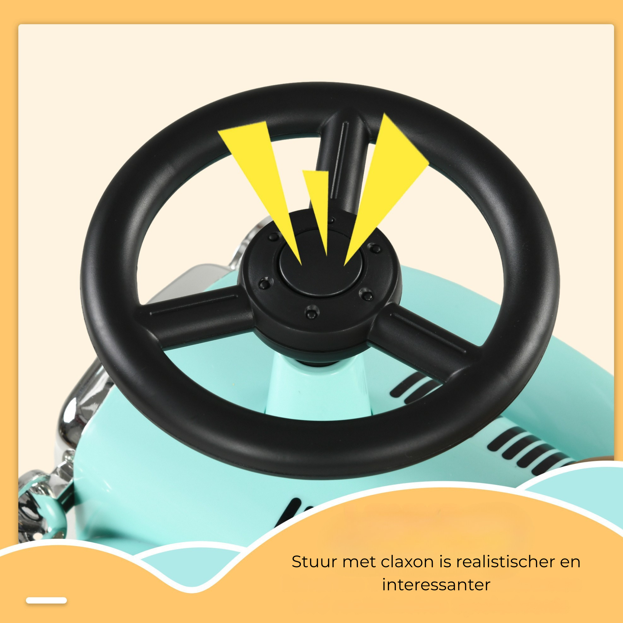 Loopauto voor kinderen 12-36 maanden met opbergruimte en stevig ontwerp, voorzien van realistisch stuur met claxonfunctie