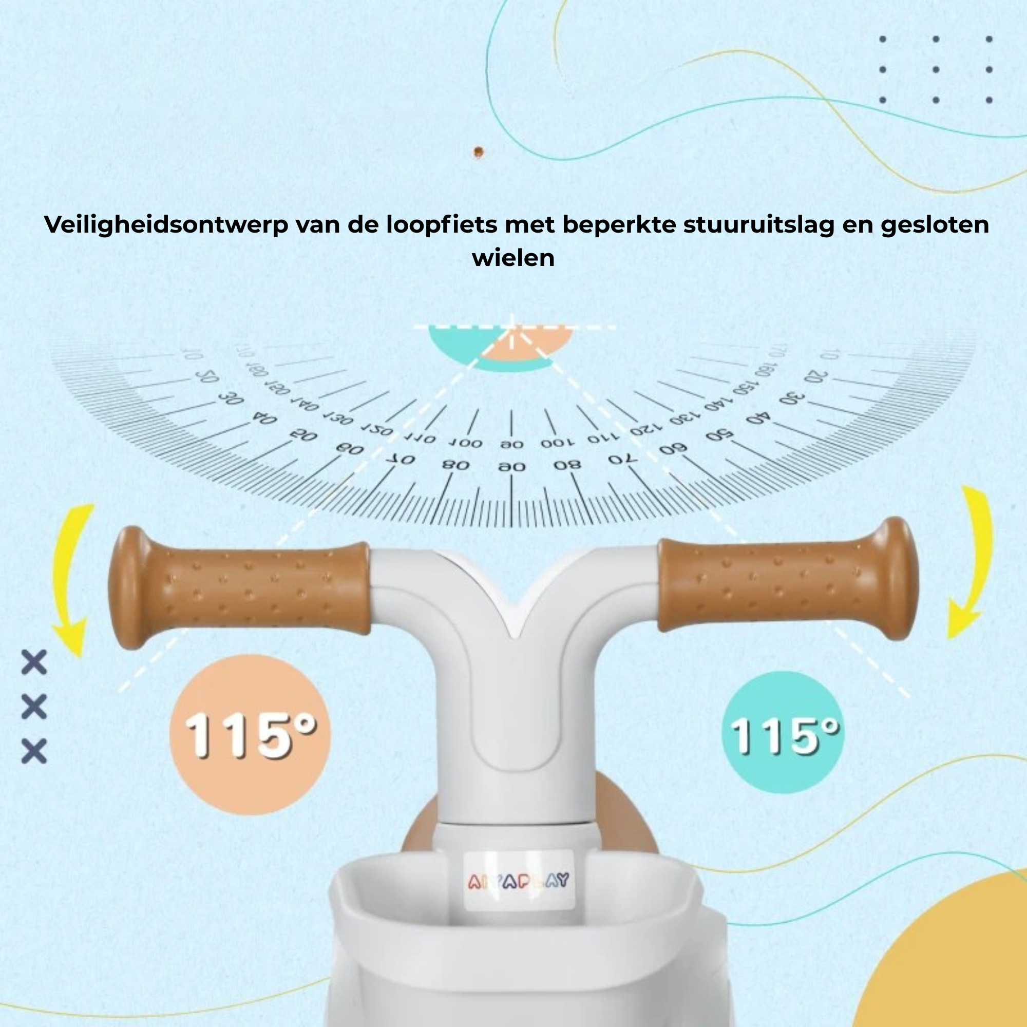 Loopfiets driewieler kinderfiets voor 1‑3 jaar met stevig frame en veiligheid door beperkt stuurhoek en gesloten wielen