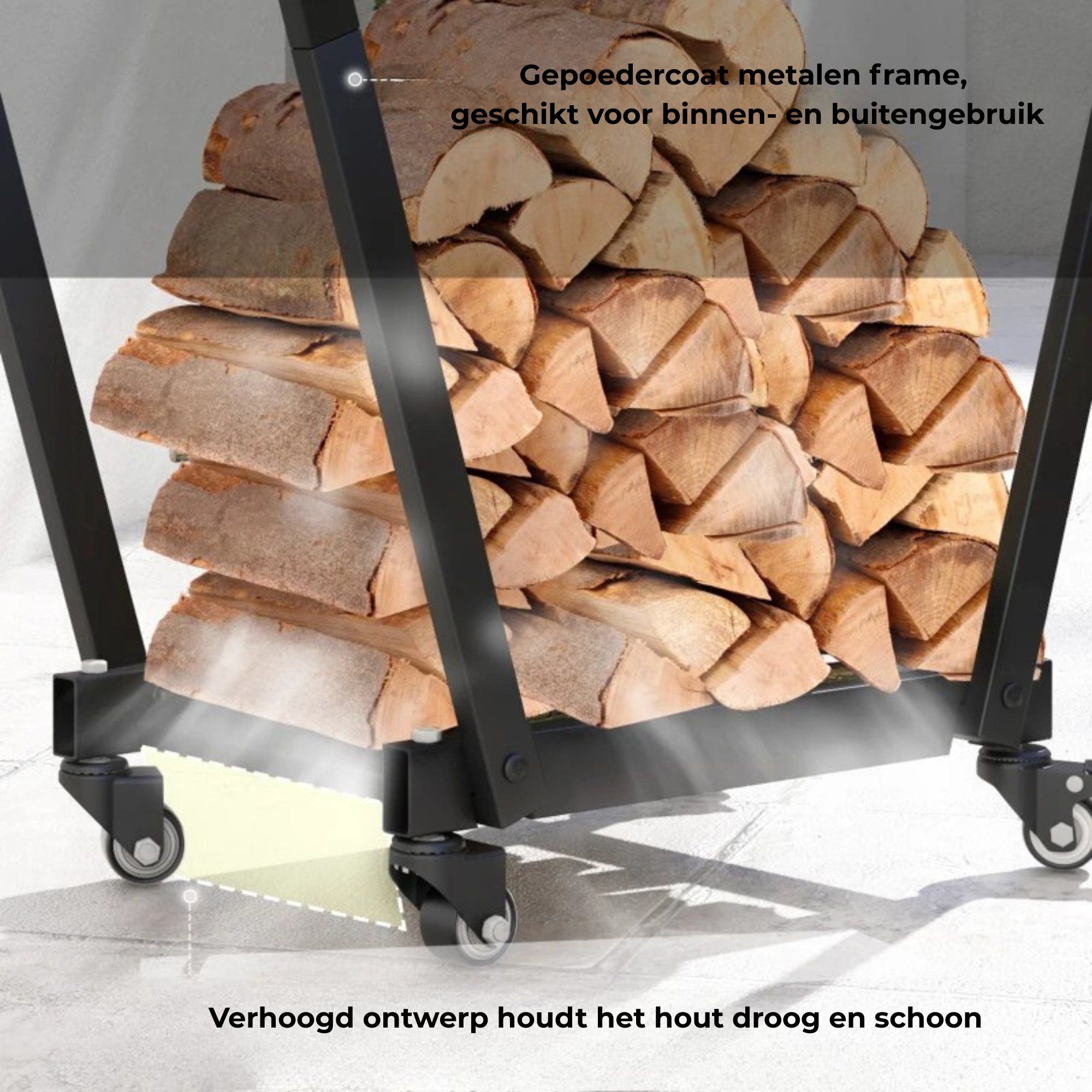 Modern zwart haardhoutrek 79x30x81 cm – Stijlvolle opslag voor brandhout