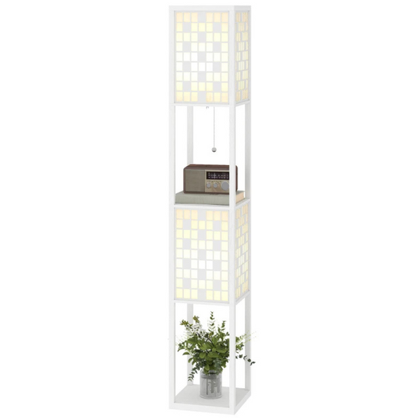 Vloerlamp 155 cm met rasterpatroon en geïntegreerde opbergruimte | Zenzee