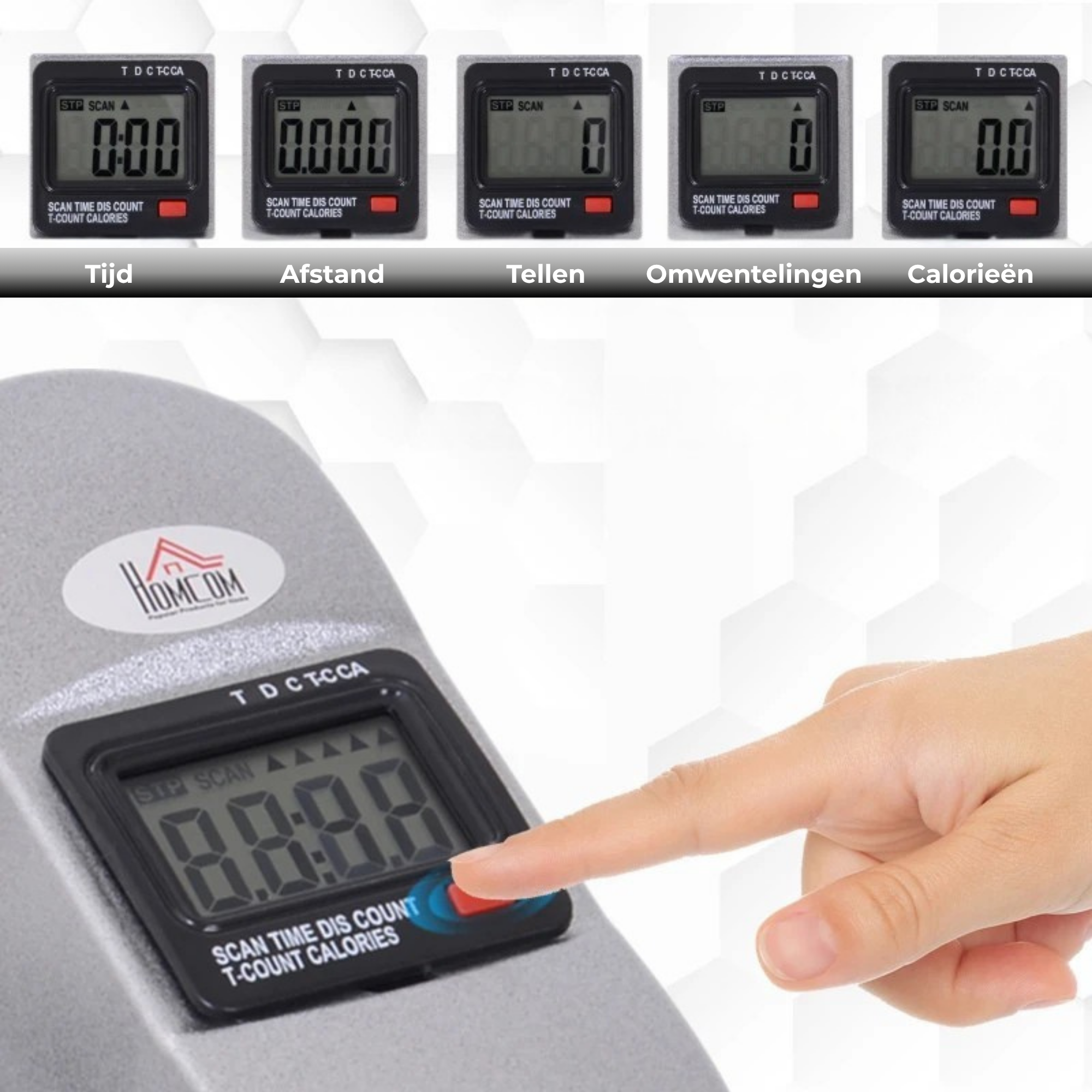 Compacte opvouwbare hometrainer met lcd-display voor thuisgebruik met functies voor tijd, afstand, calorieën en telling