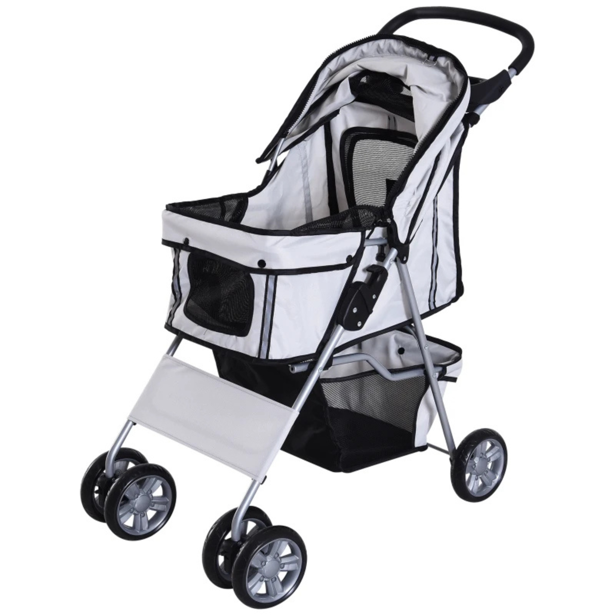 Hondenbuggy opvouwbaar grijs 75x45 cm – veilig hondenvervoer met lichtgewicht frame en goede ventilatie voor comfortabel gebruik