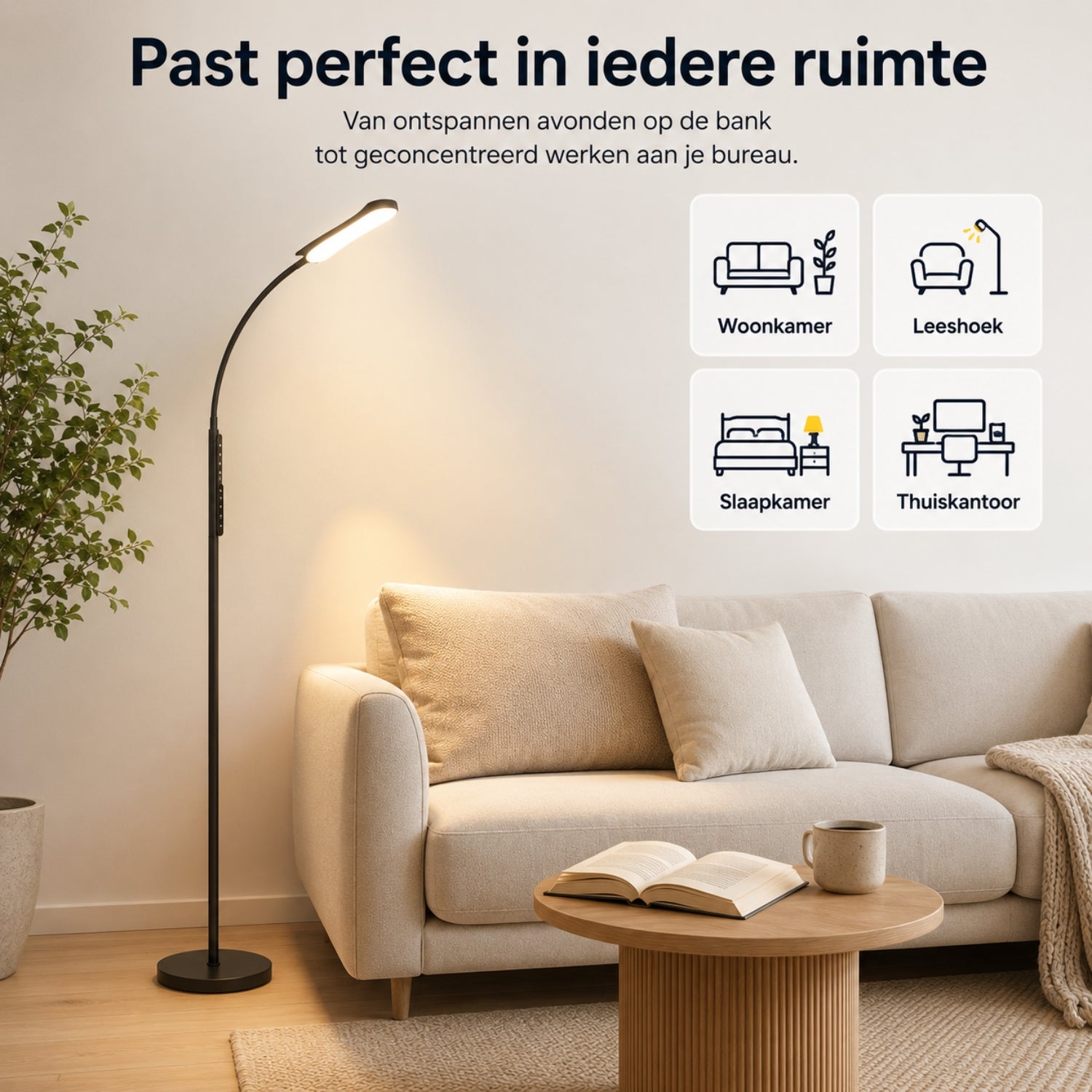 Dimbare LED vloerlamp voor woonkamer met afstandsbediening en geheugenfunctie zwart | Zenzee