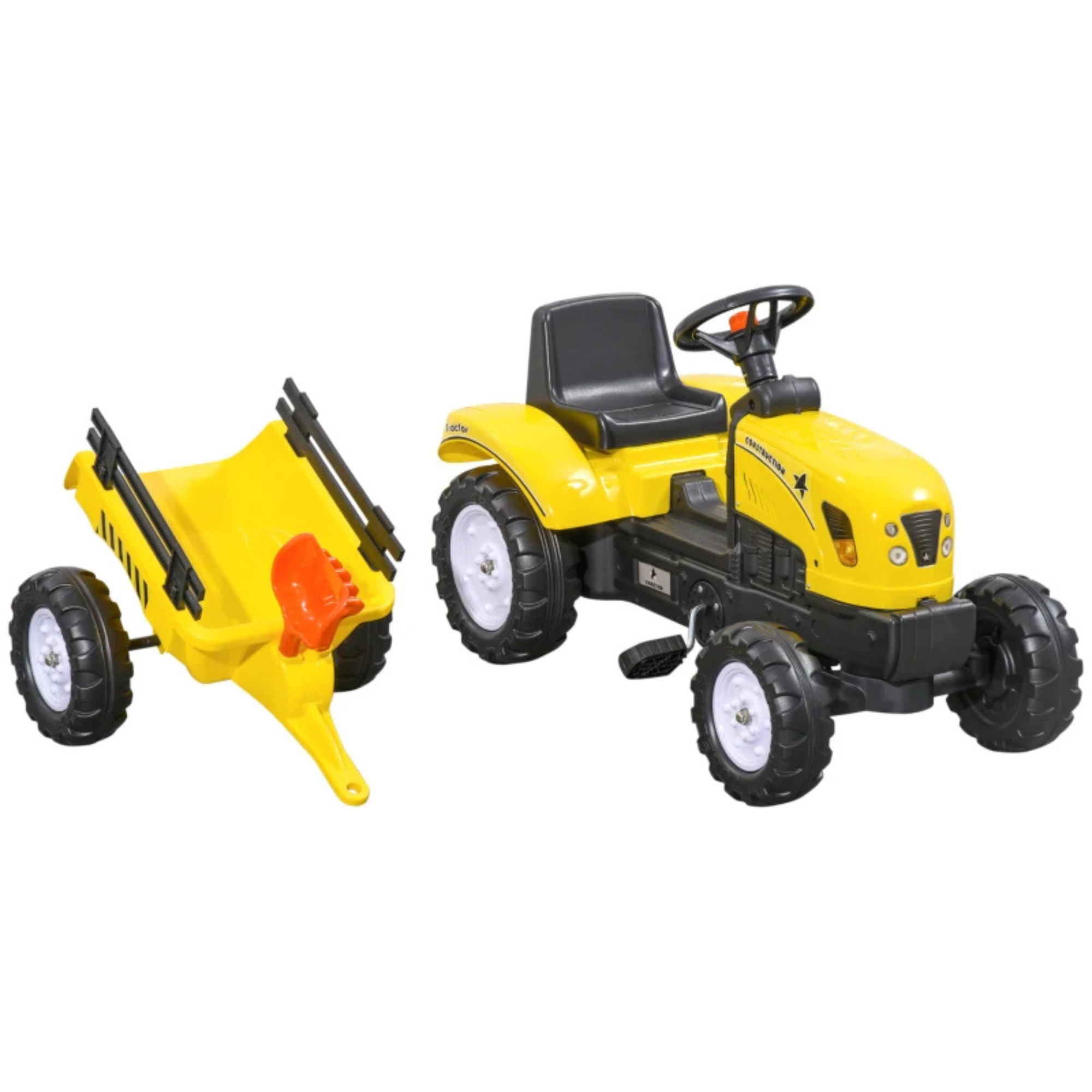 Speelgoed tractor loopfiets voor actief buitenspelen vanaf 3 jaar met afneembare aanhanger en robuust ontwerp
