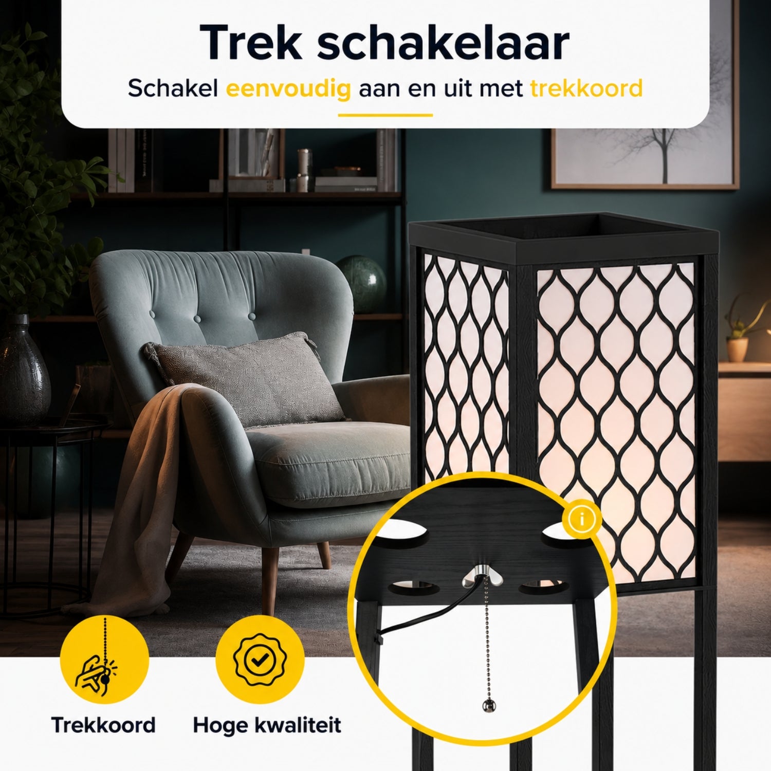 Staande lamp met honingraatdesign en opbergruimte – 160 cm | Zenzee