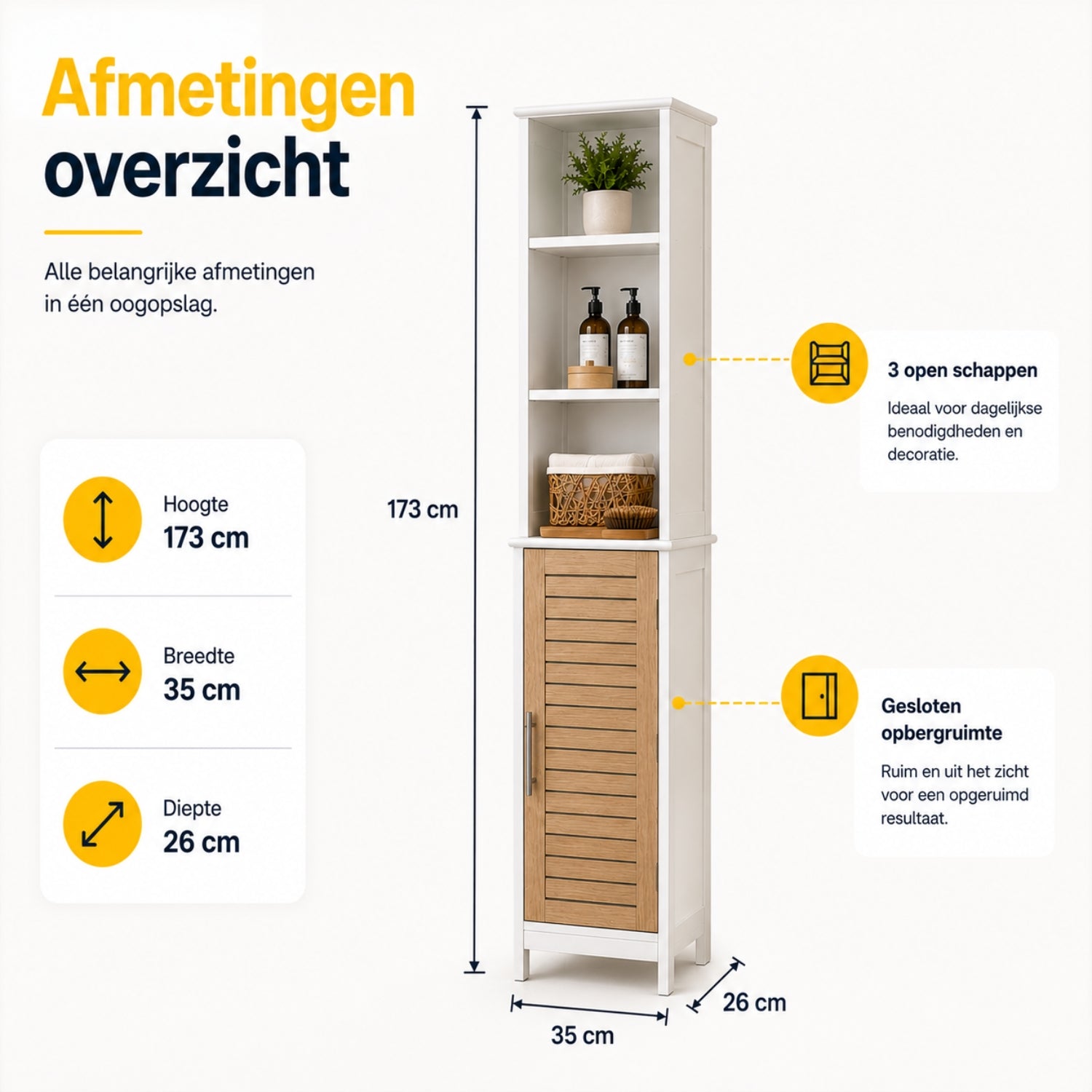 Badkamerset met wastafelonderkast en kolomkast wit/eiken complete set