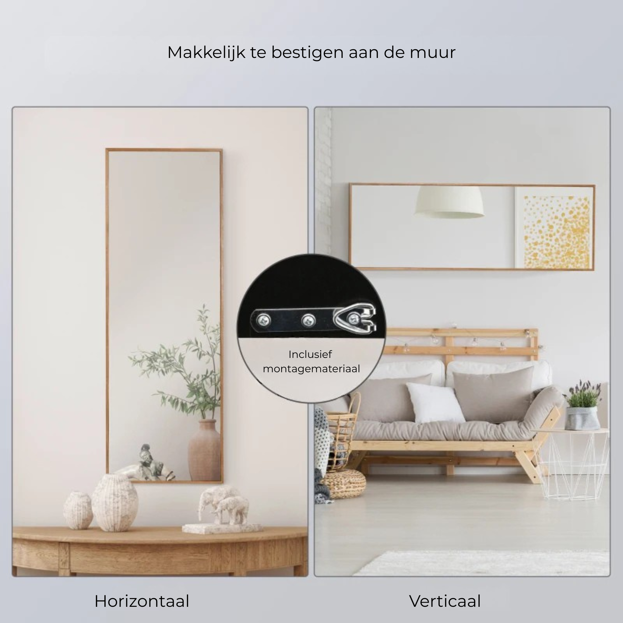 Moderne staande passpiegel in chroom 45x125 cm voor elke ruimte, eenvoudig te bevestigen horizontaal en verticaal