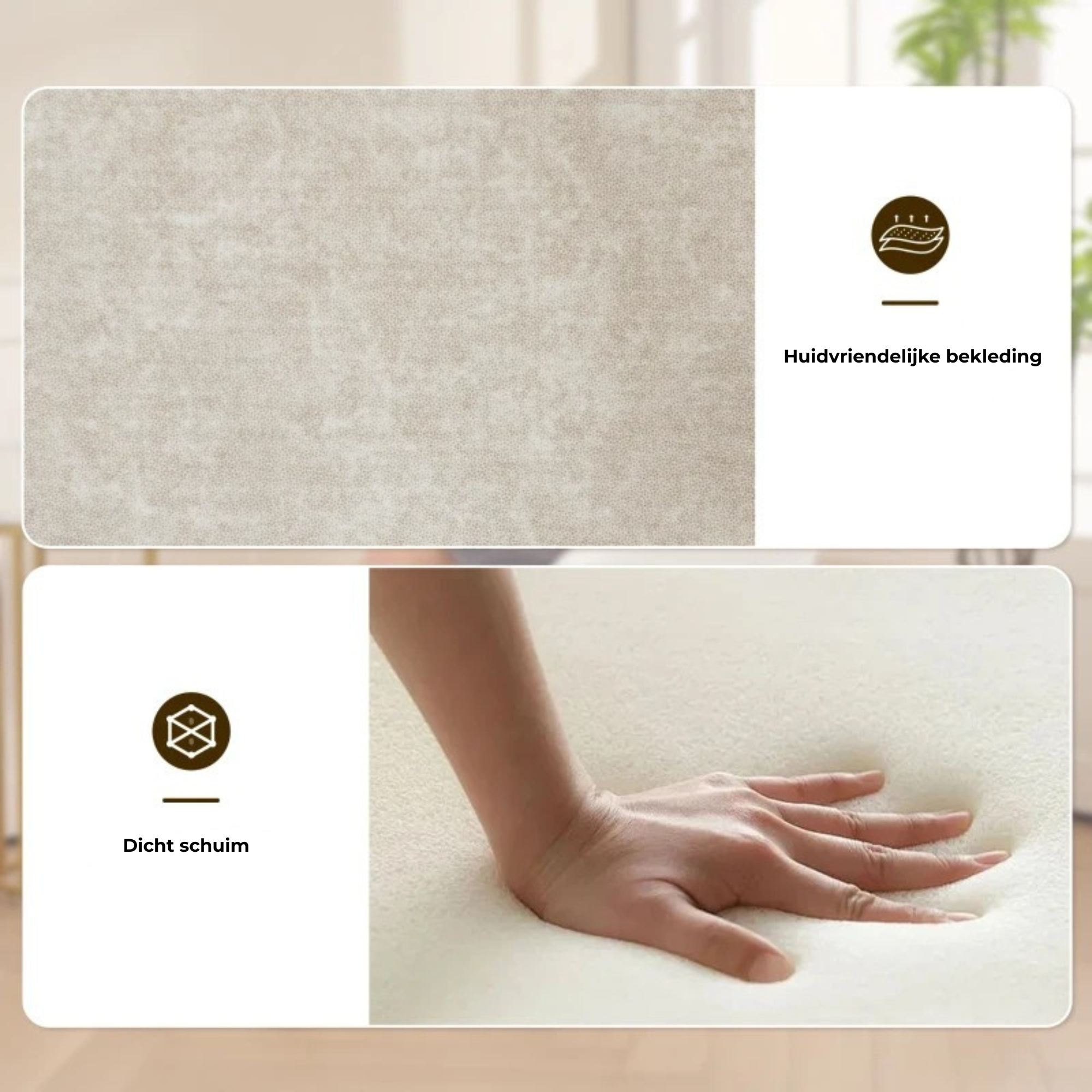 Beige gestoffeerde draaistoel met 360° draaibasis met huidvriendelijke bekleding en dicht schuim voor optimaal zitcomfort