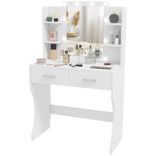 Make-up tafel met LED-spiegel 80x40x132 cm – stijlvol en praktisch