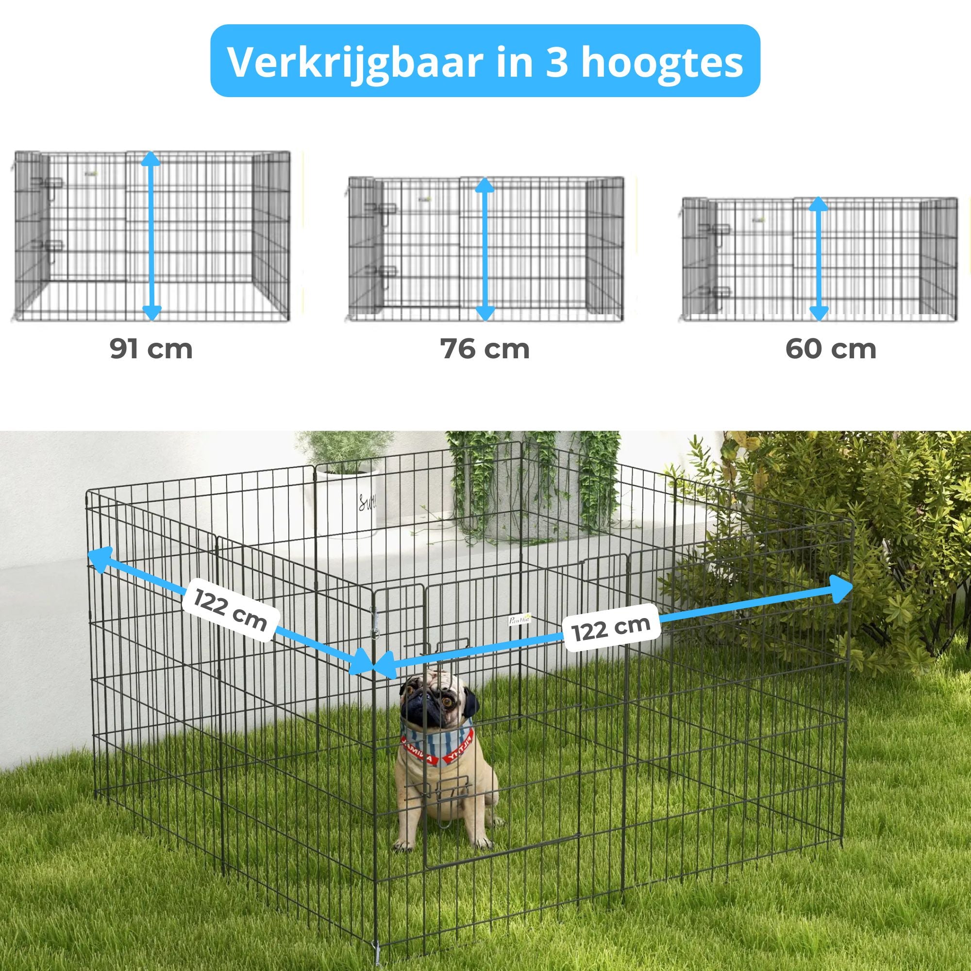 Puppyren XXL van metaal – 91 cm hoog, 510 cm omtrek – Veilig en Flexibel | Zenzee
