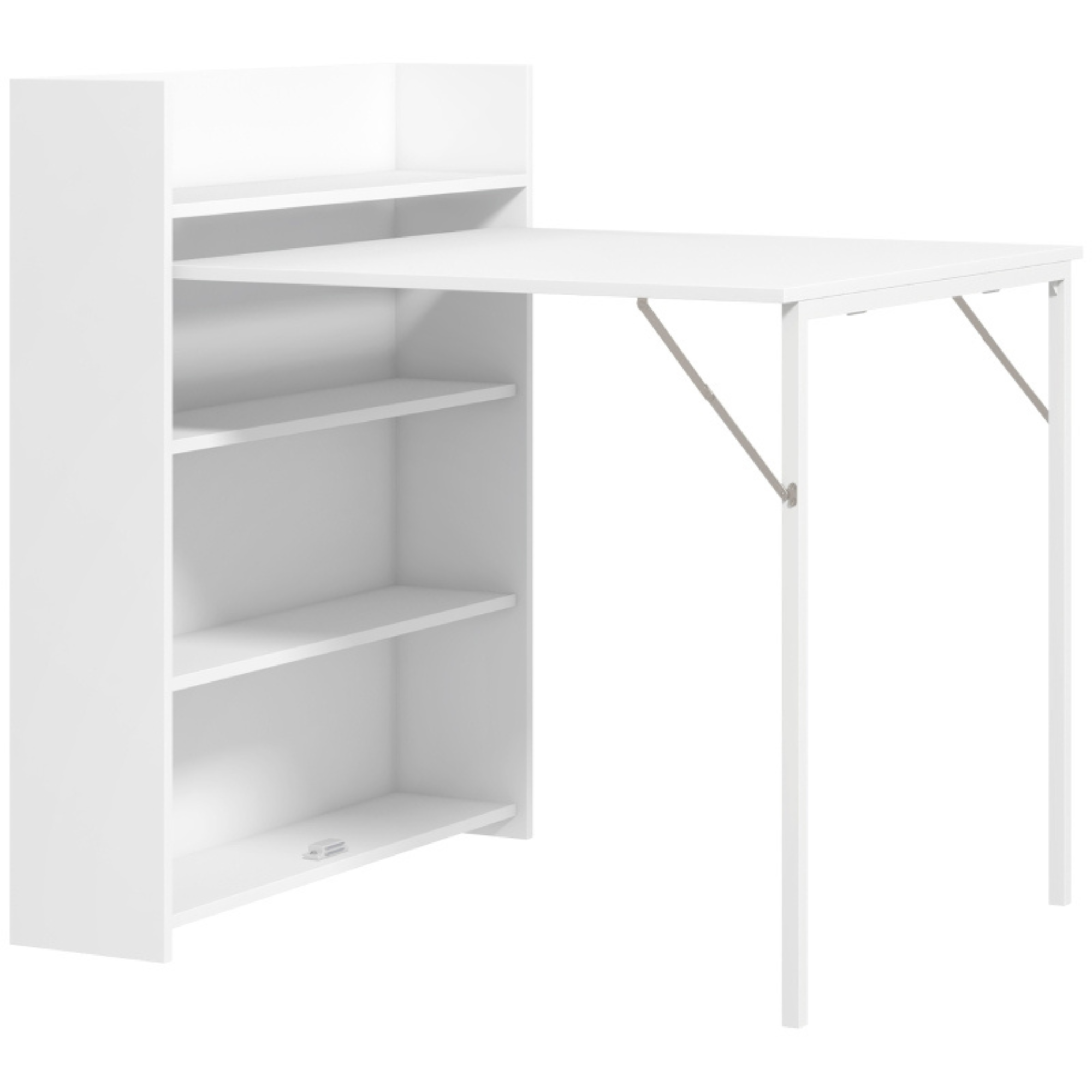 Multifunctionele klaptafel te gebruiken als eettafel of wandtafel 78,5x91x93 cm witte tafel met opbergruimte en klapsysteem