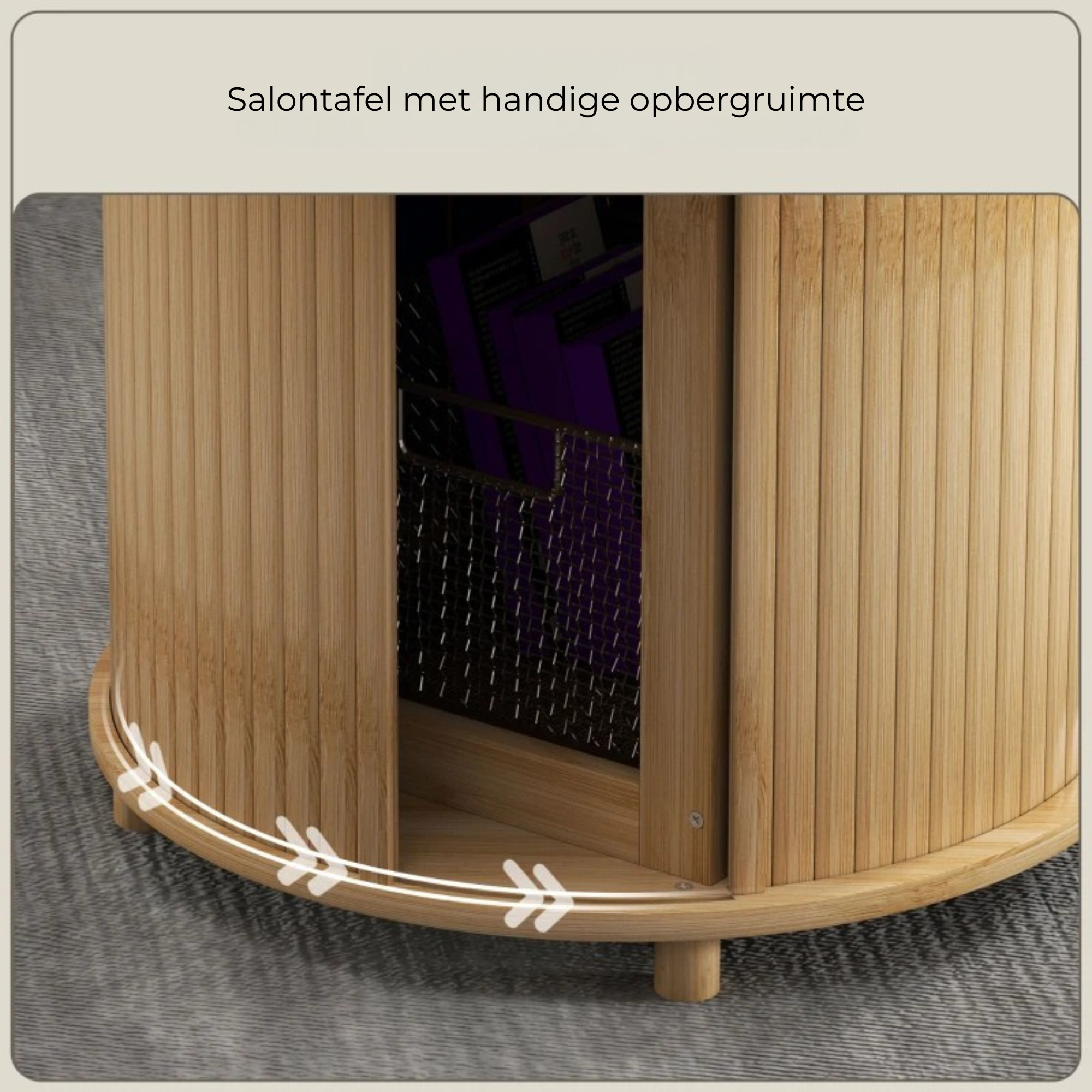 Ronde bijzettafel van bamboe met discrete opbergkast Ø 60 cm met praktische afsluitbare bergruimte