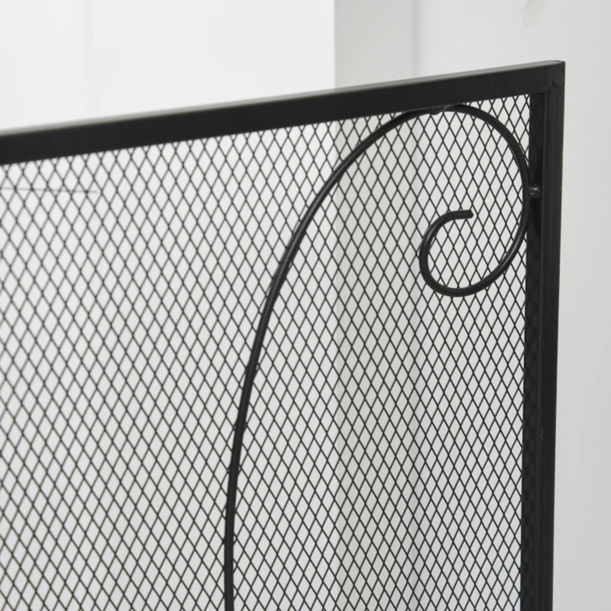 Haardscherm zwart 132,5 × 76,5 cm met vonkenscherm