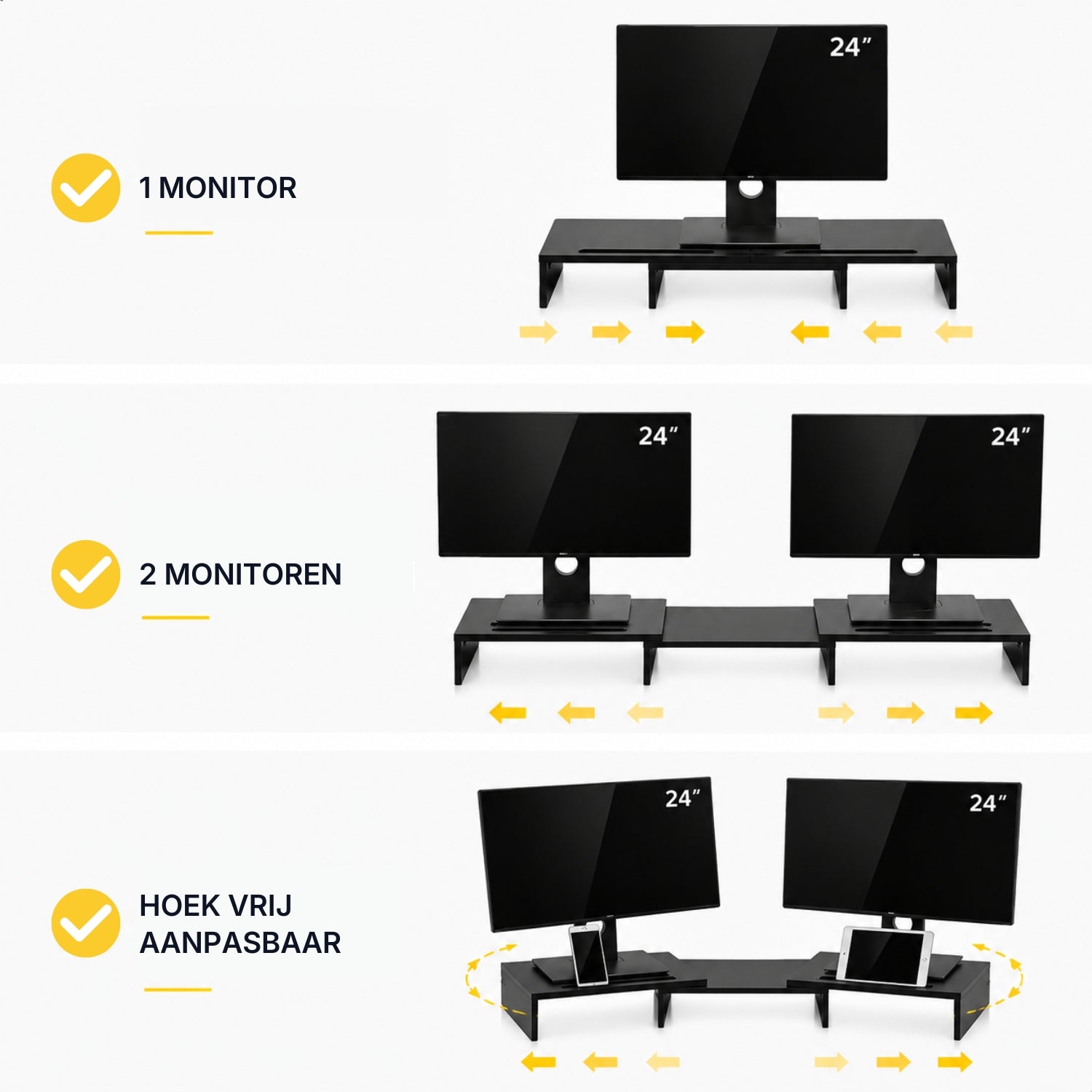 Ergonomische monitorverhoger zwart voor 2 monitors – verbeter je werkhouding | Zenzee