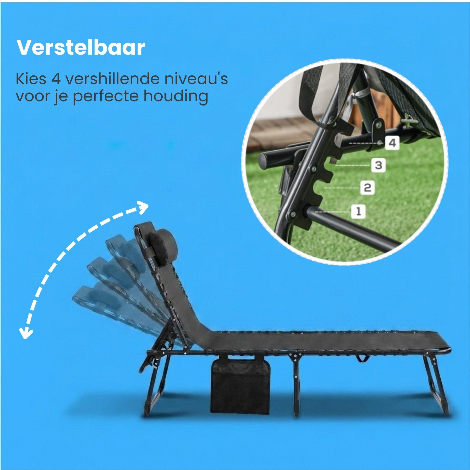 Opvouwbaar ligbed 58x189x33 cm, Zwart textileen en 120 kg draagkracht