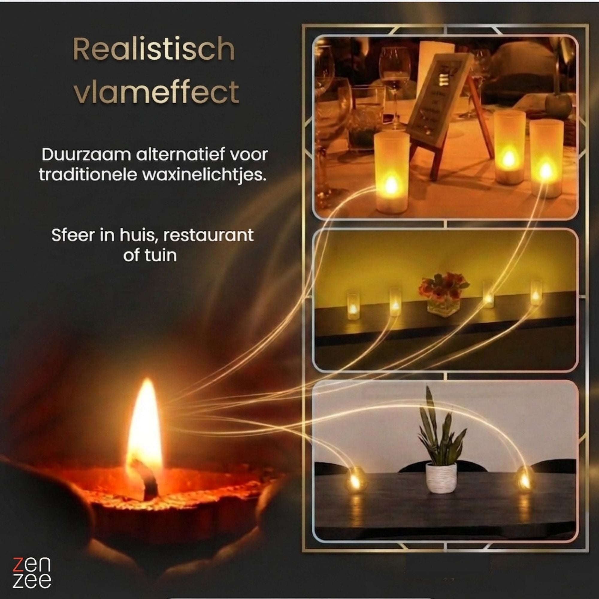 6 oplaadbare LED waxinelichtjes – met afstandsbediening en timerfunctie | Zenzee
