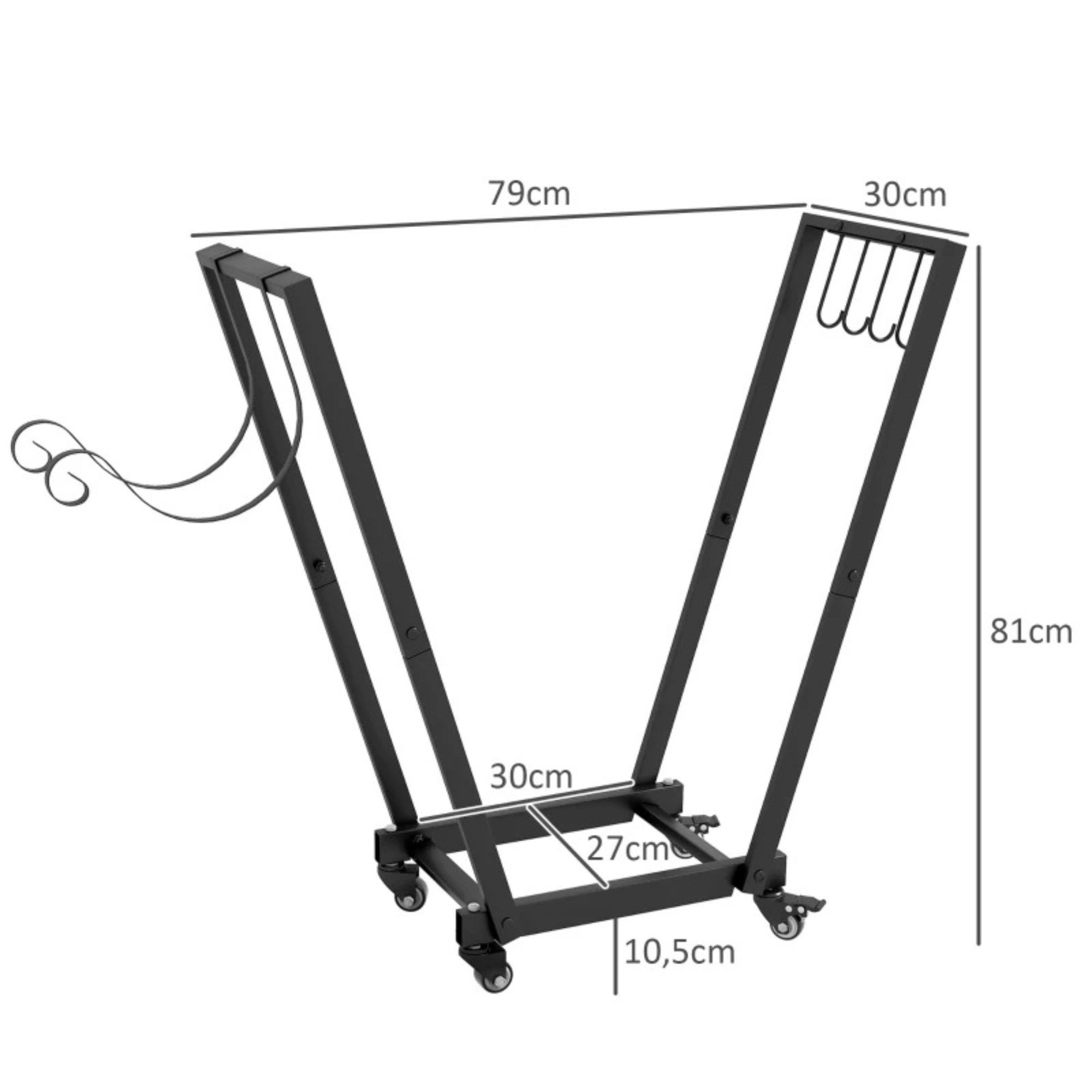 Modern zwart haardhoutrek 79x30x81 cm – Stijlvolle opslag voor brandhout