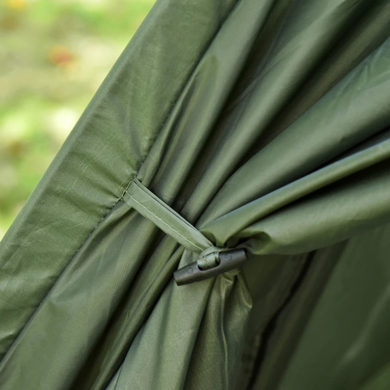 Kampeerbed met matras slaapzak tent groen opvouwbaar 193x136x178 cm