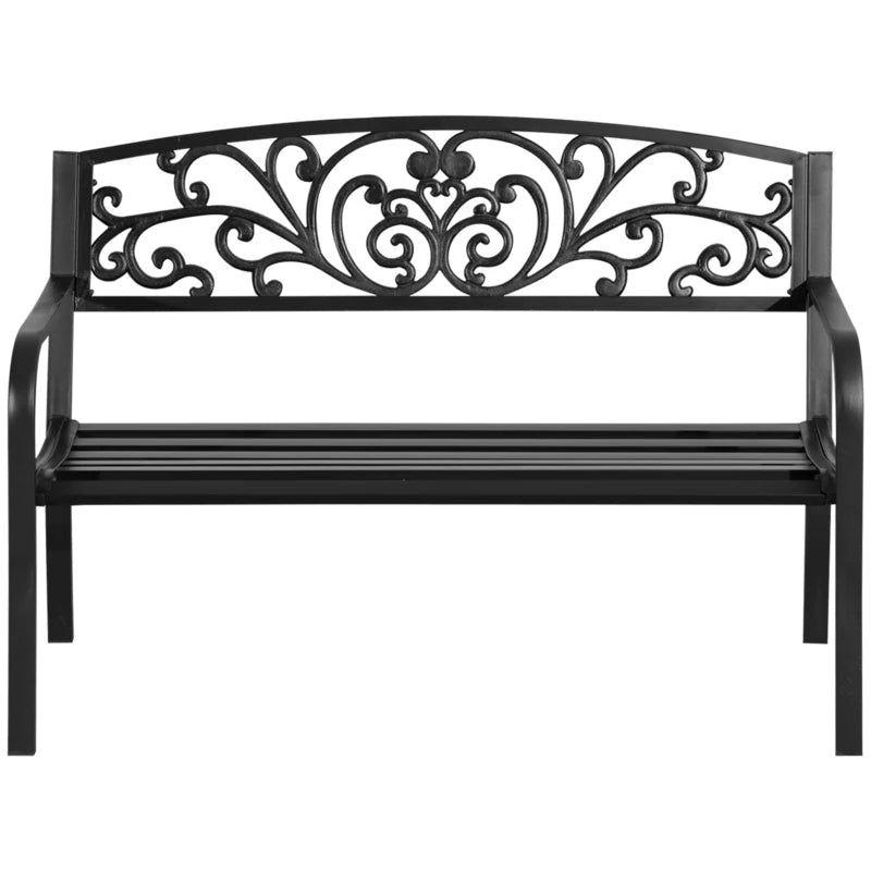 Metalen tuinbank 2-zits 127x60x87 cm – stevig en decoratief buitenmeubel