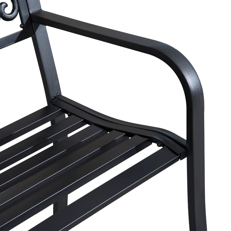 Metalen tuinbank 2-zits 127x60x87 cm – stevig en decoratief buitenmeubel