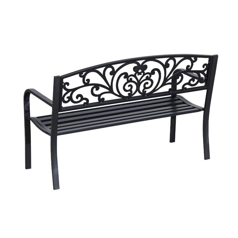 Metalen tuinbank 2-zits 127x60x87 cm – stevig en decoratief buitenmeubel