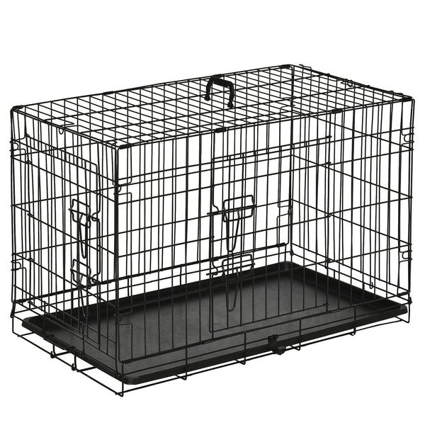 Stevige opvouwbare hondenbench zwart 76x46x52 cm makkelijk mee te nemen