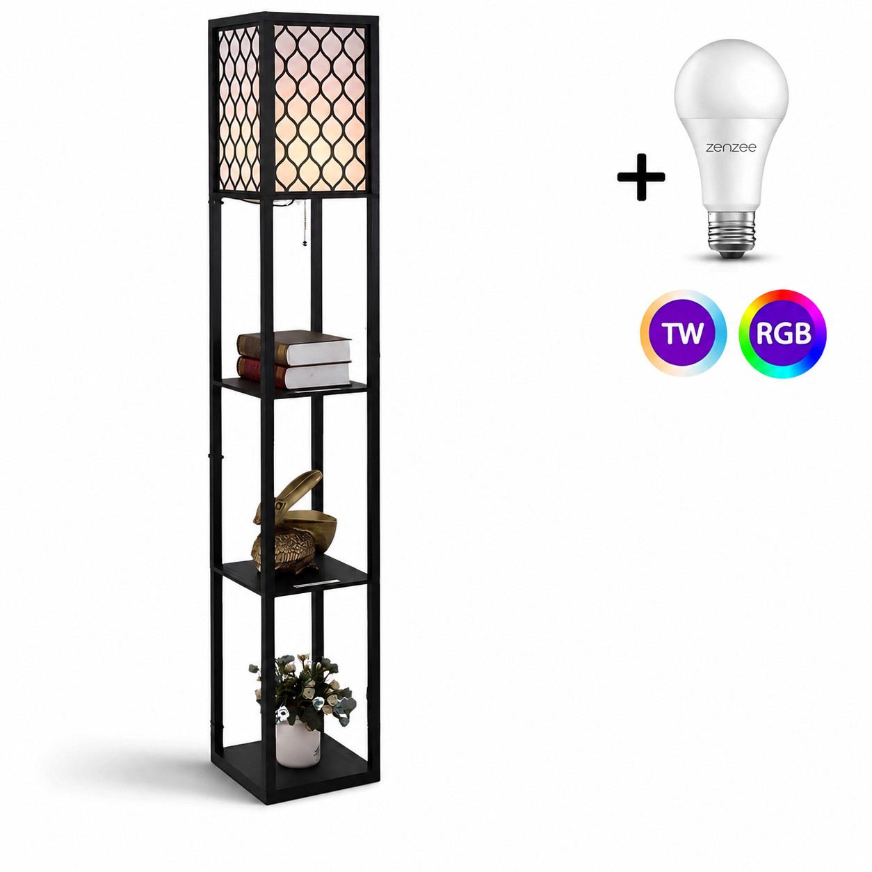 Staande lamp met honingraatdesign en opbergruimte – 160 cm | Zenzee