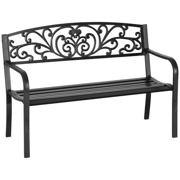 Metalen tuinbank 2-zits 127x60x87 cm – stevig en decoratief buitenmeubel
